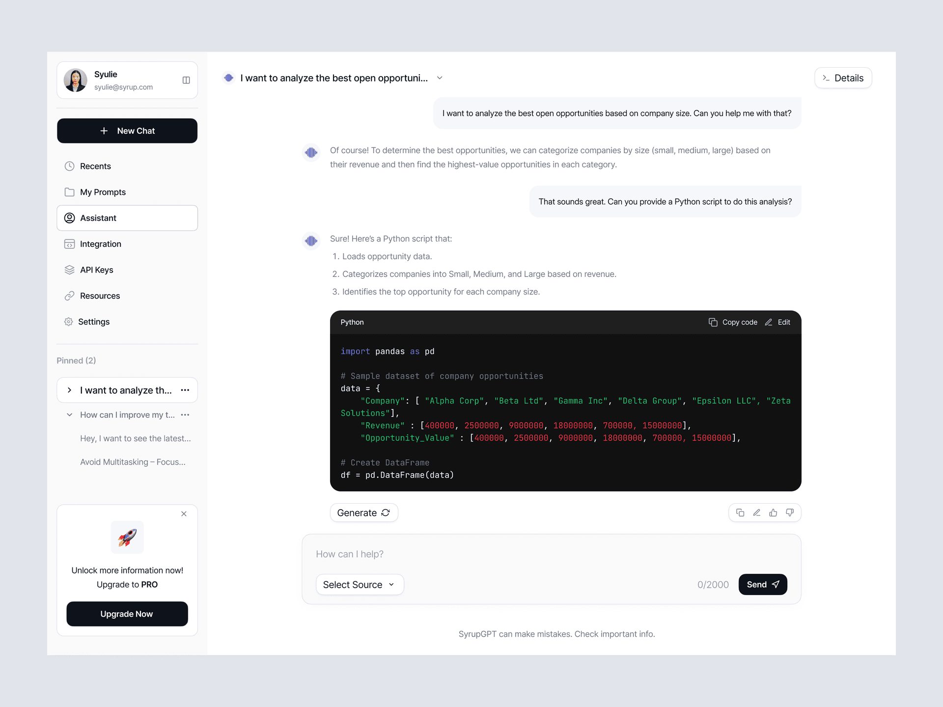 Syrup GPT model fine-tuning interface