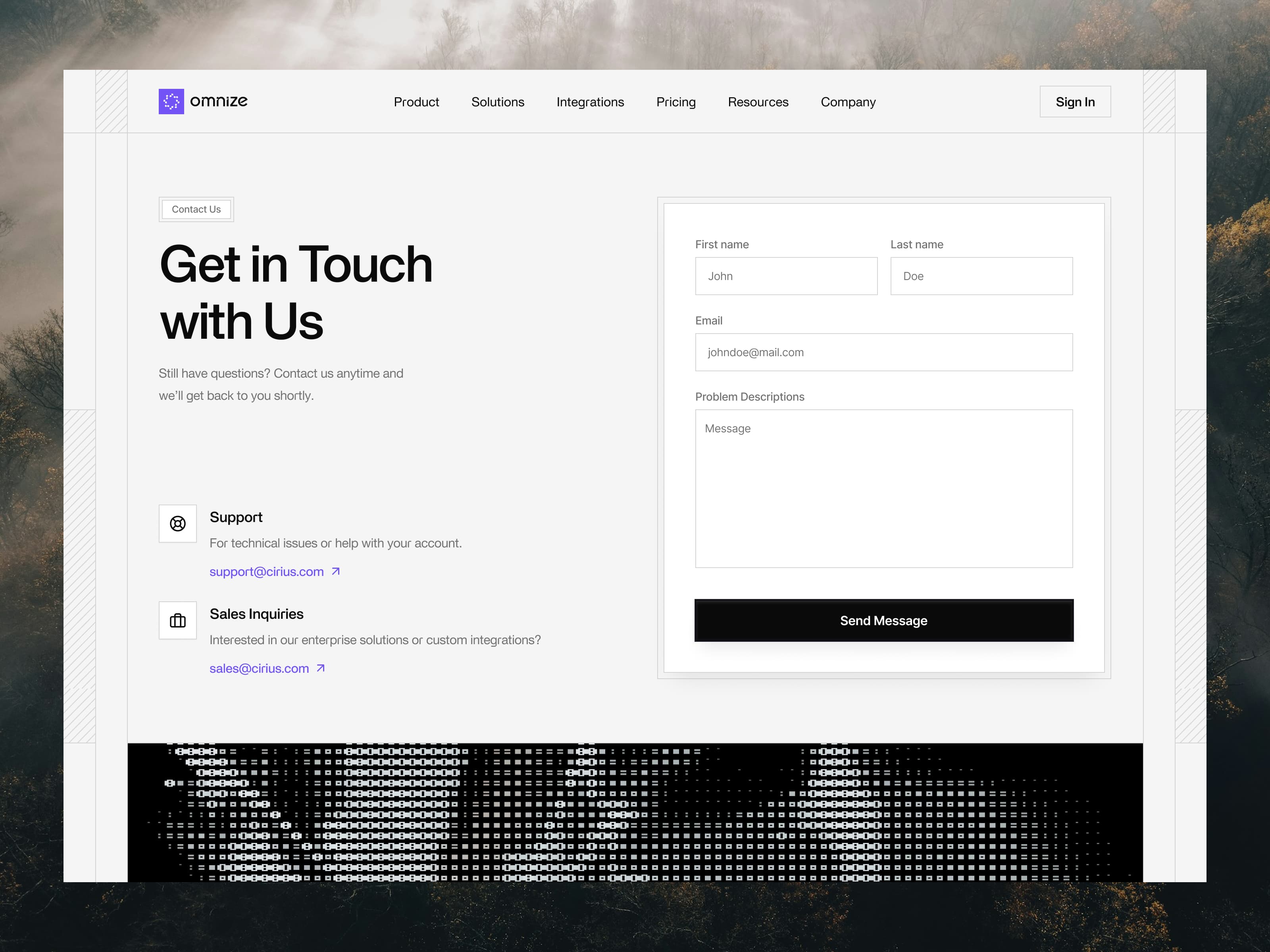 Contact Us Page Design — interface design by Syrup Studio