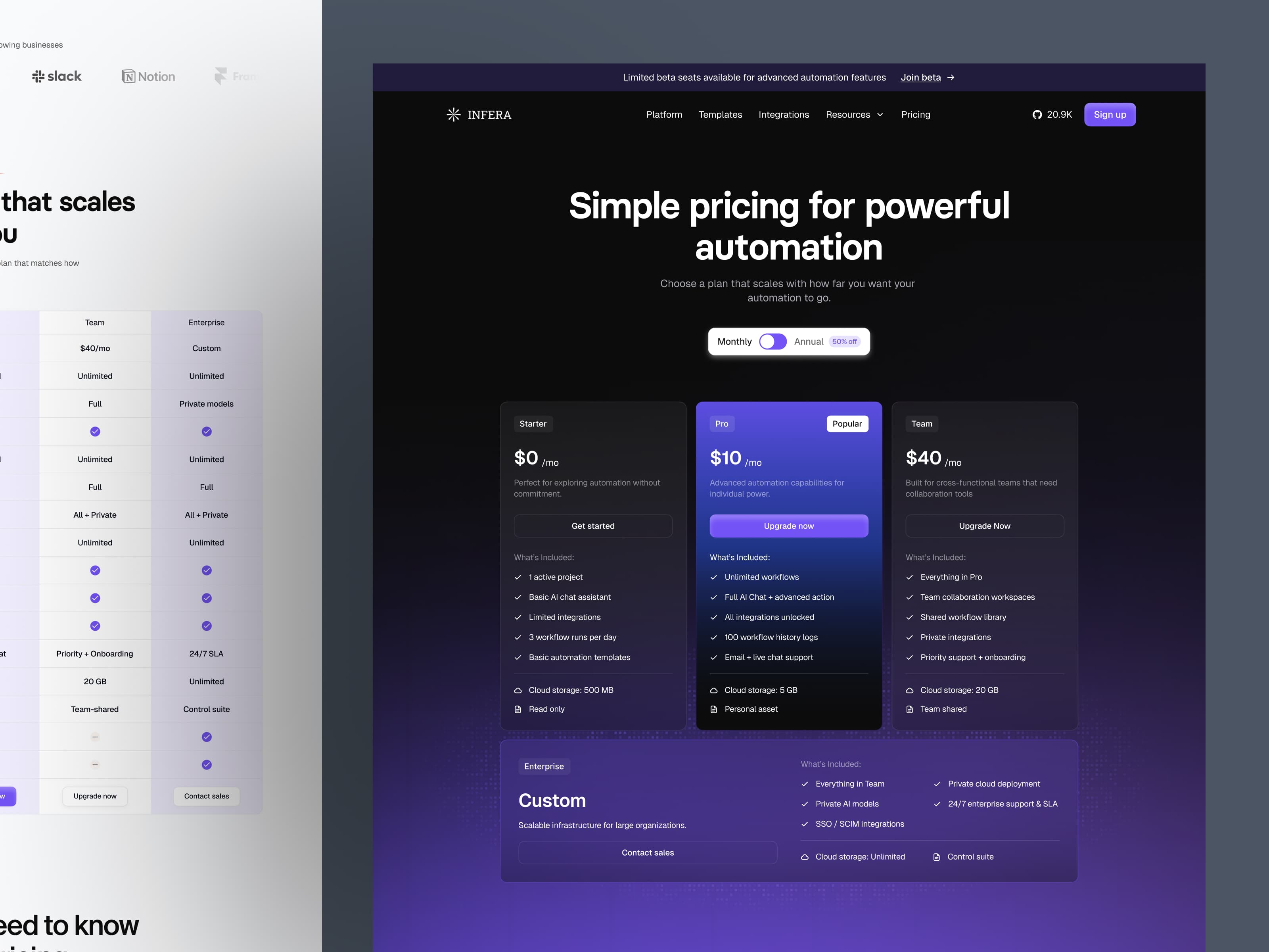 SaaS Pricing Page — interface design by Syrup Studio