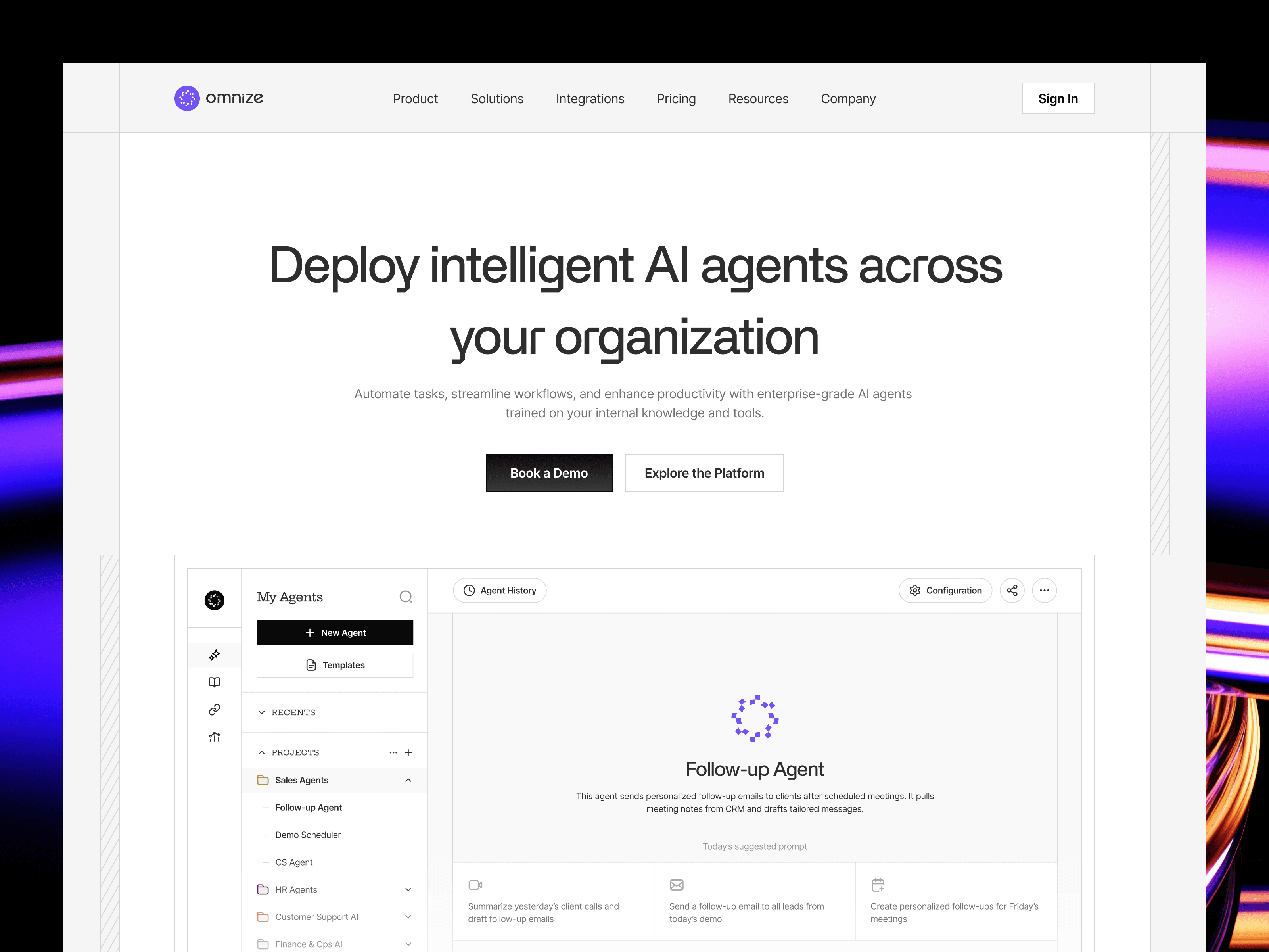 Omnize main preview and branding