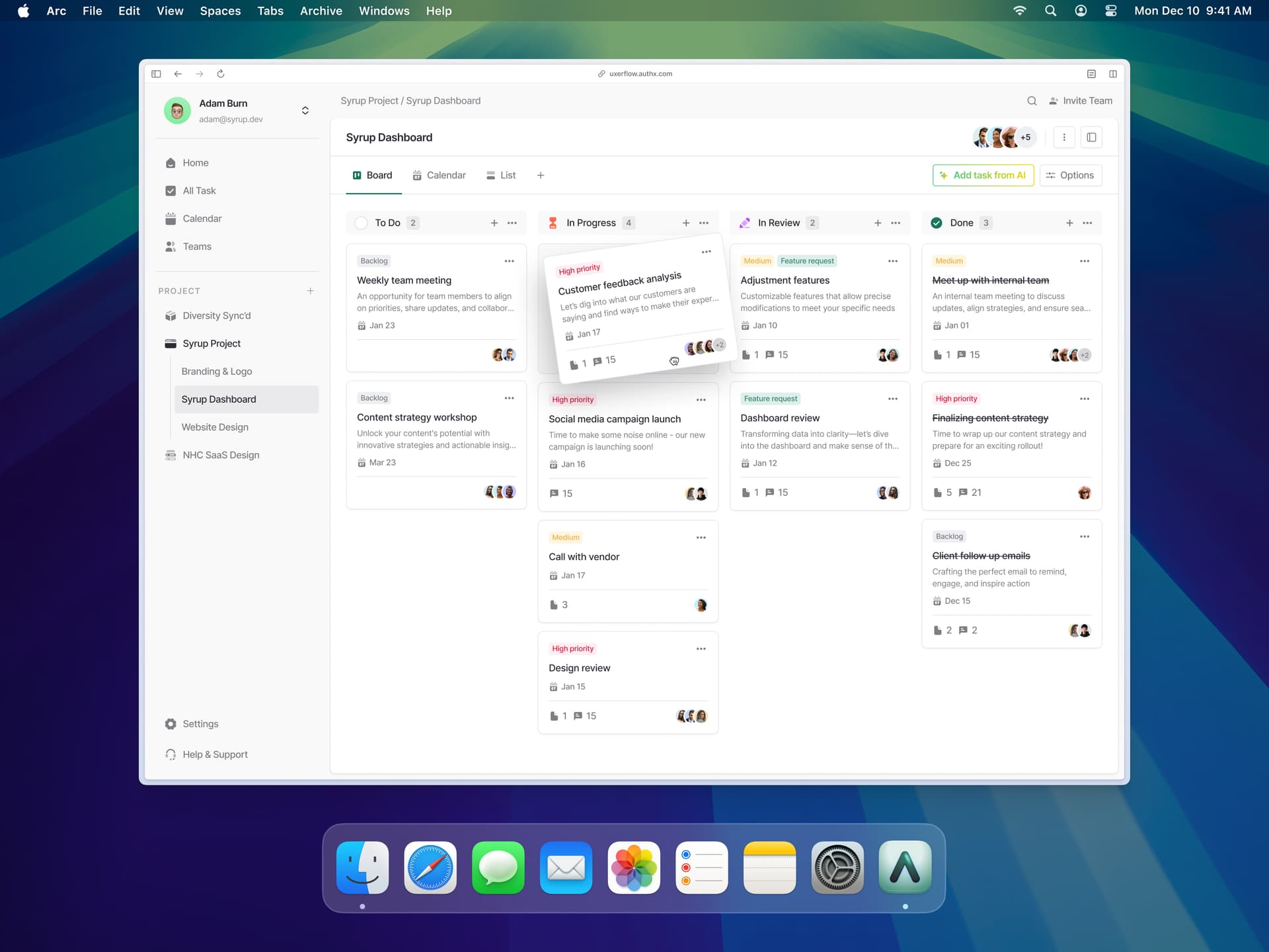 Quick Book board overview