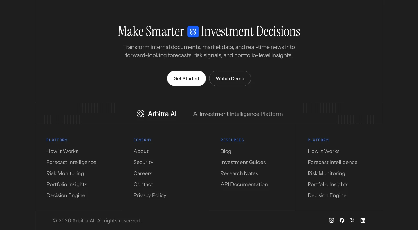 Arbitra AI call-to-action footer