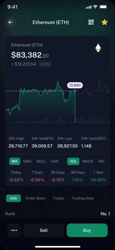 Crypto payment app payments screen