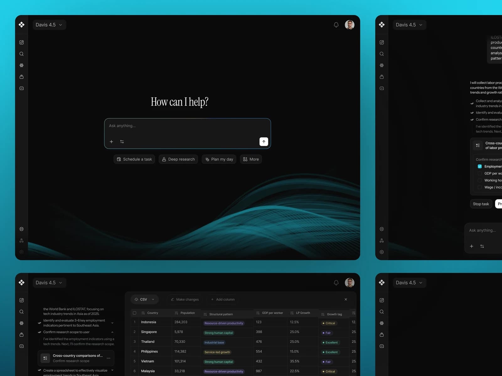 Davis AI chat interface main preview