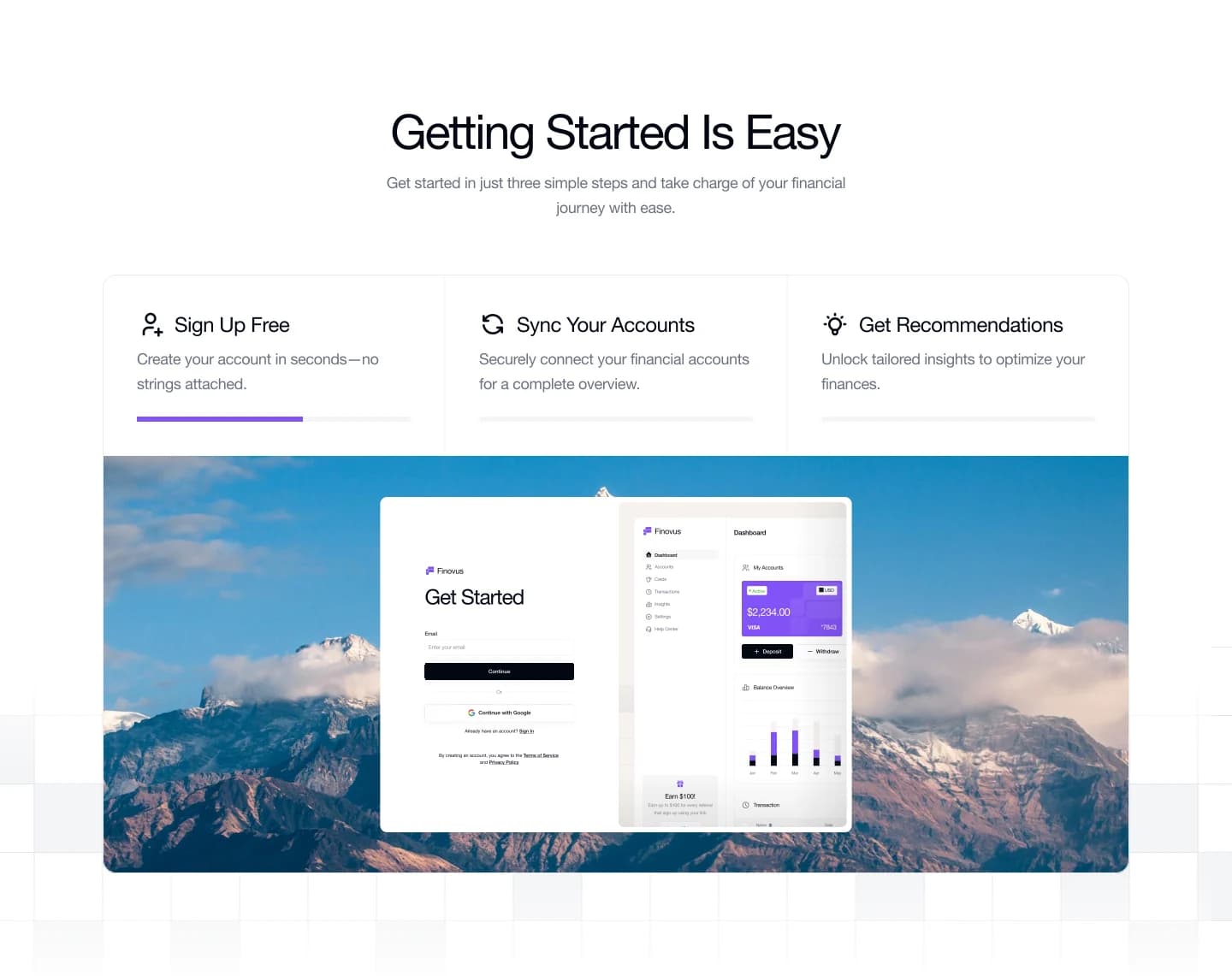 Finovus step-by-step onboarding flow