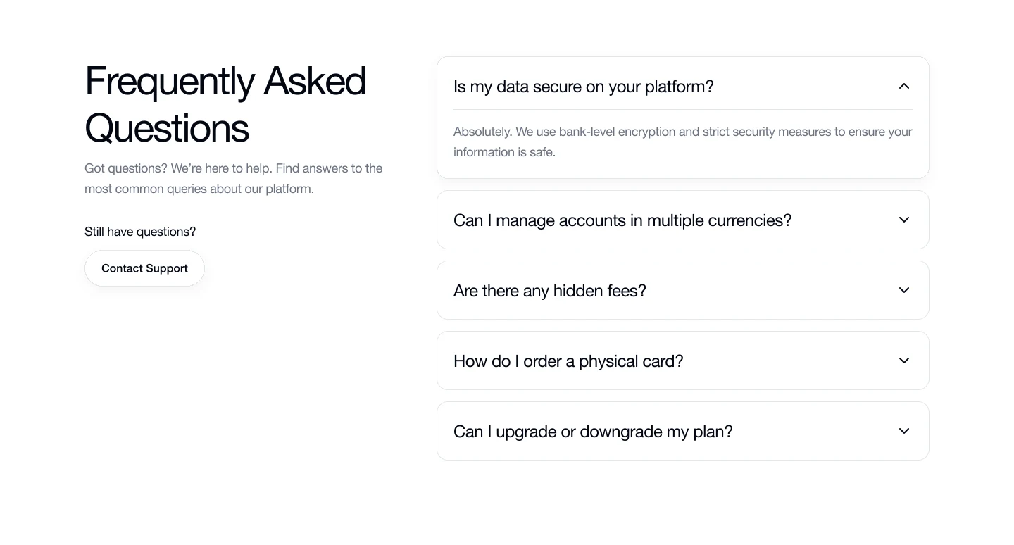 Finovus frequently asked questions section