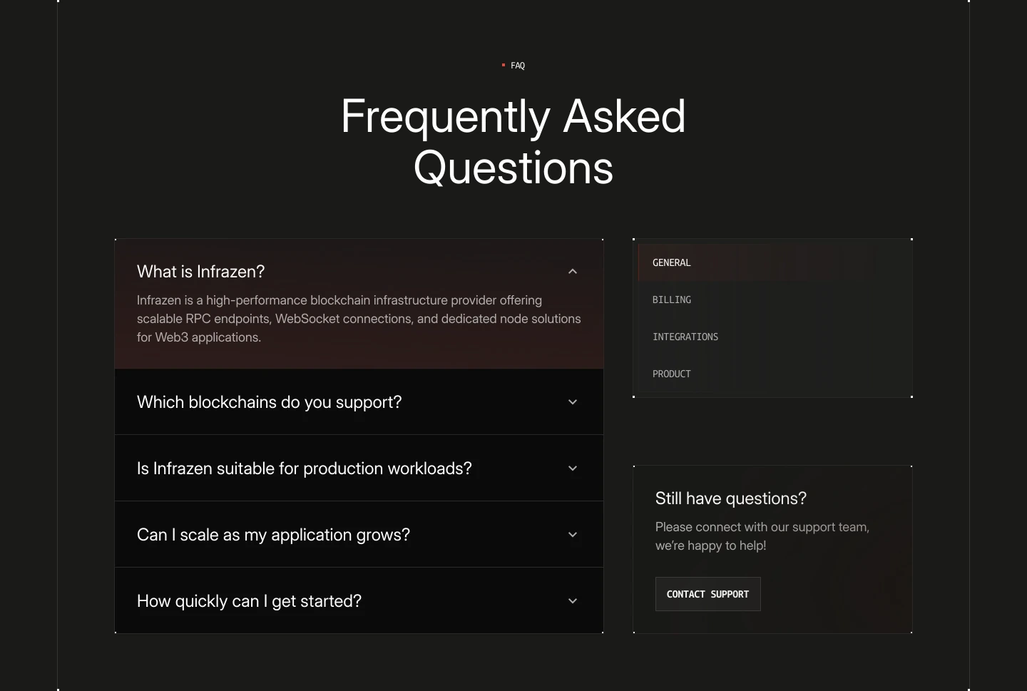 Infrazen general FAQ section
