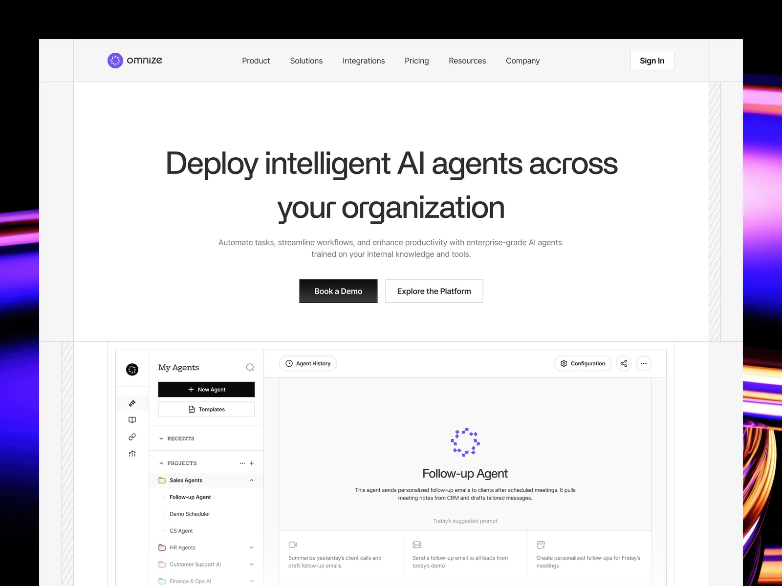 Omnize main preview and branding