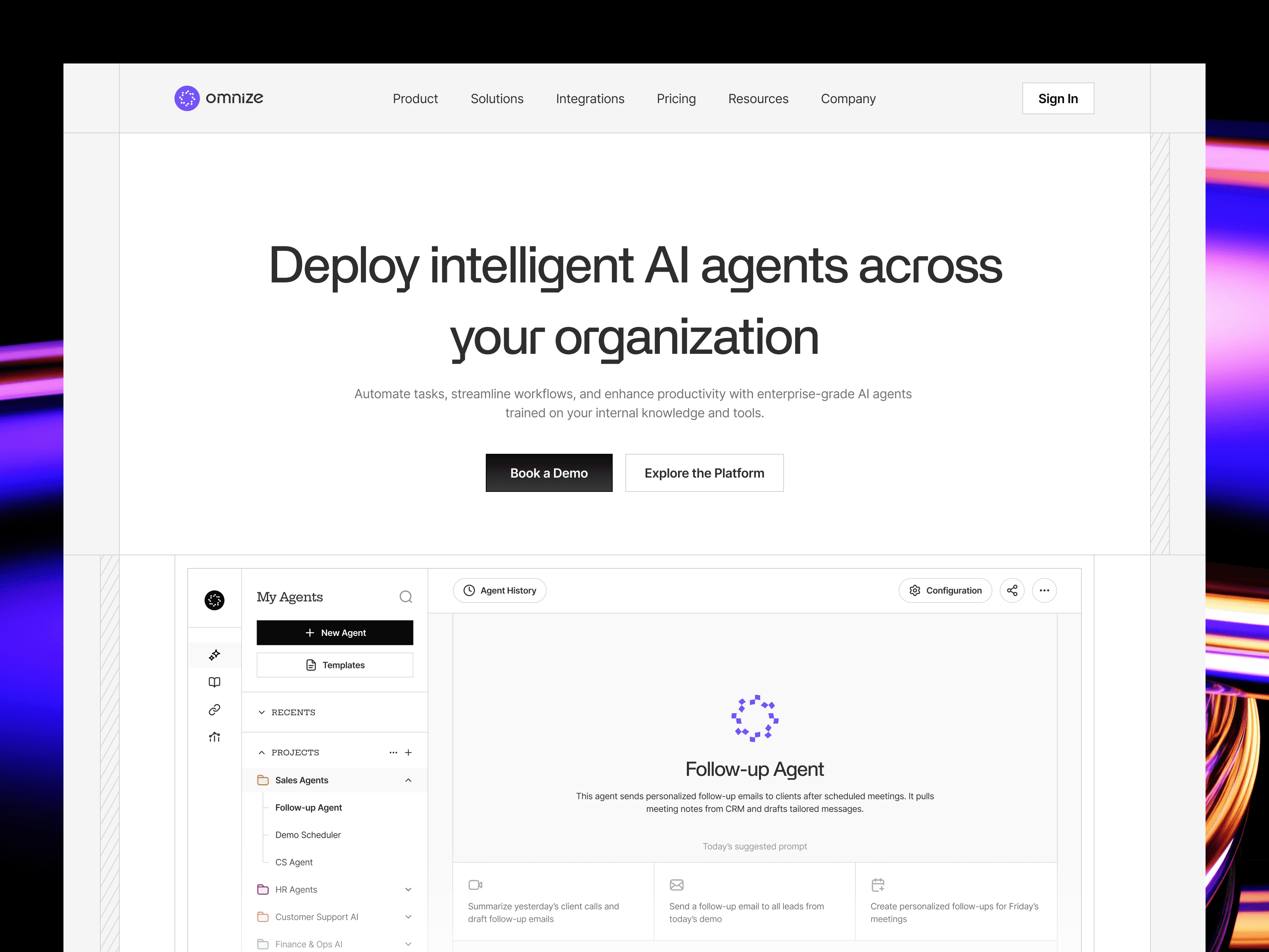 AI Platform Landing Page — interface design by Syrup Studio