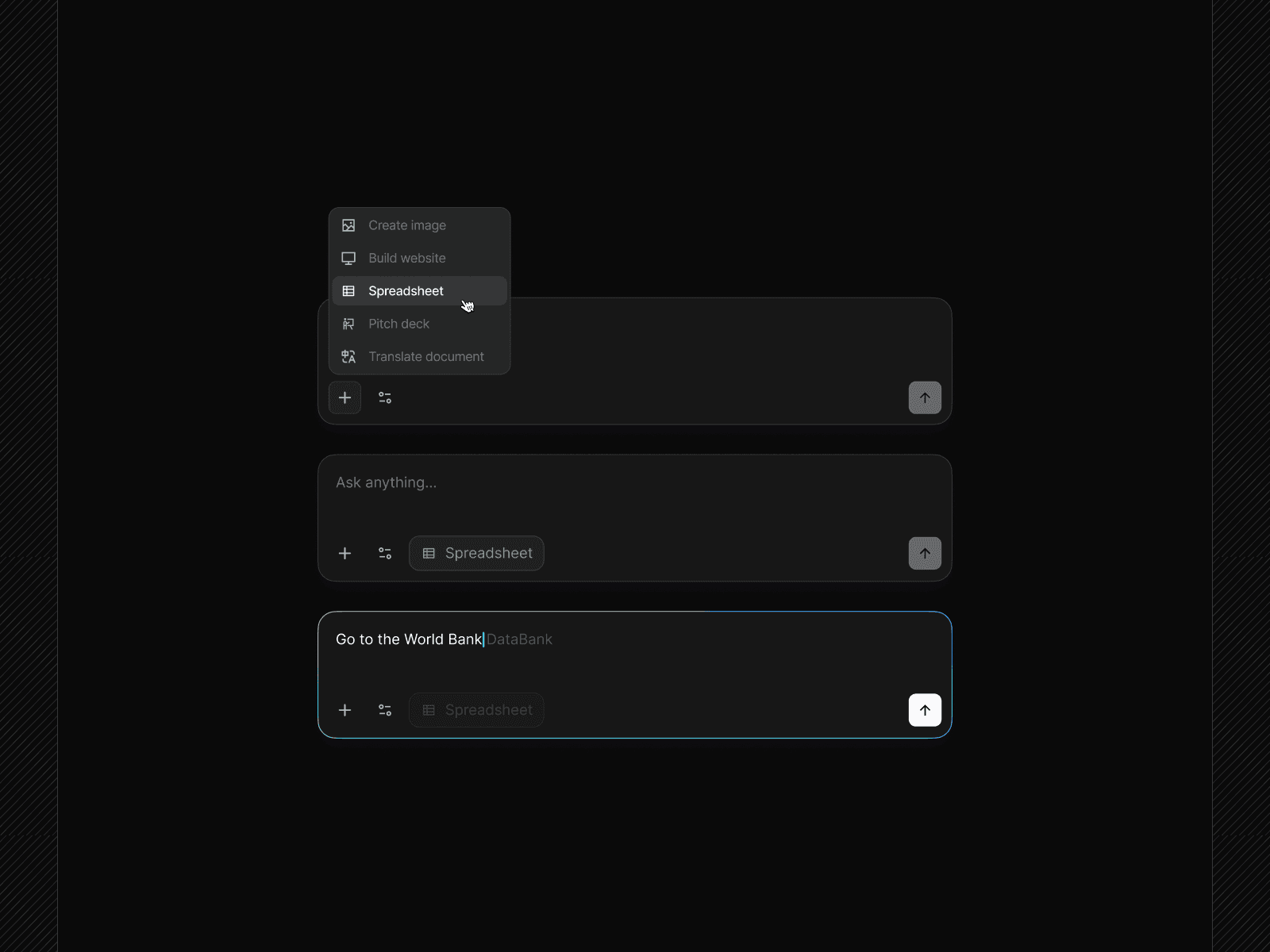 AI Task Selection Interface — interface design by Syrup Studio