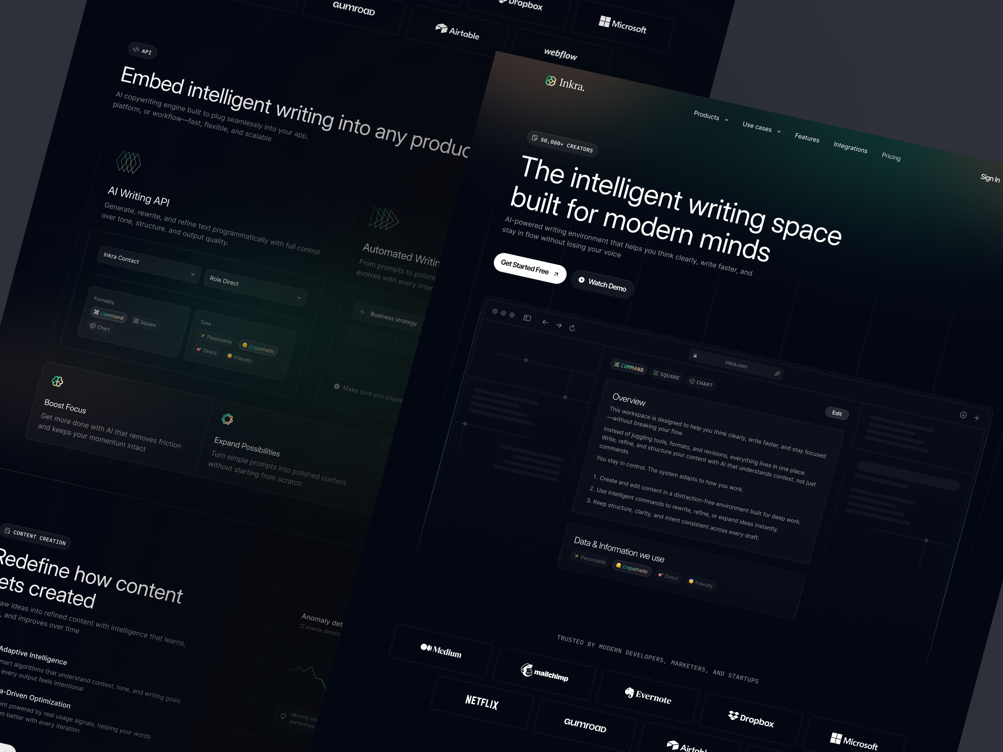 AI Writing Tool Homepage — interface design by Syrup Studio