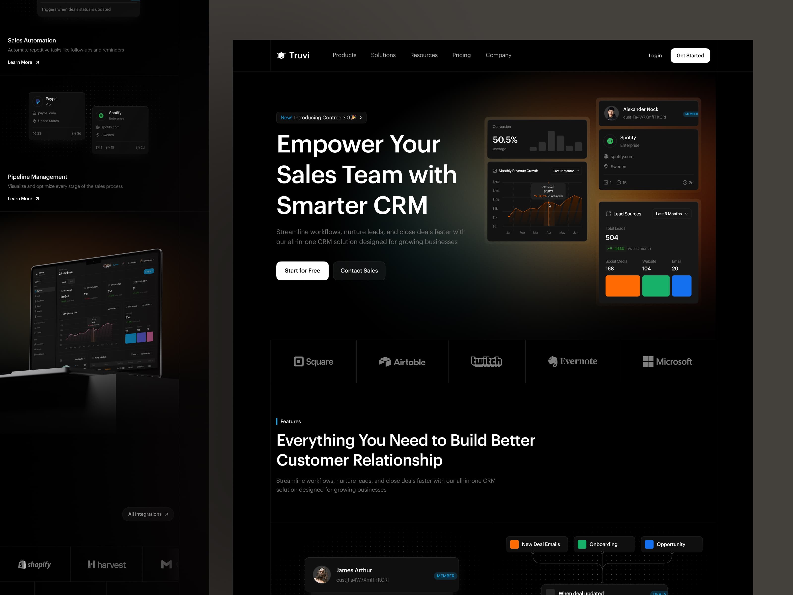 CRM Software Landing Page — interface design by Syrup Studio