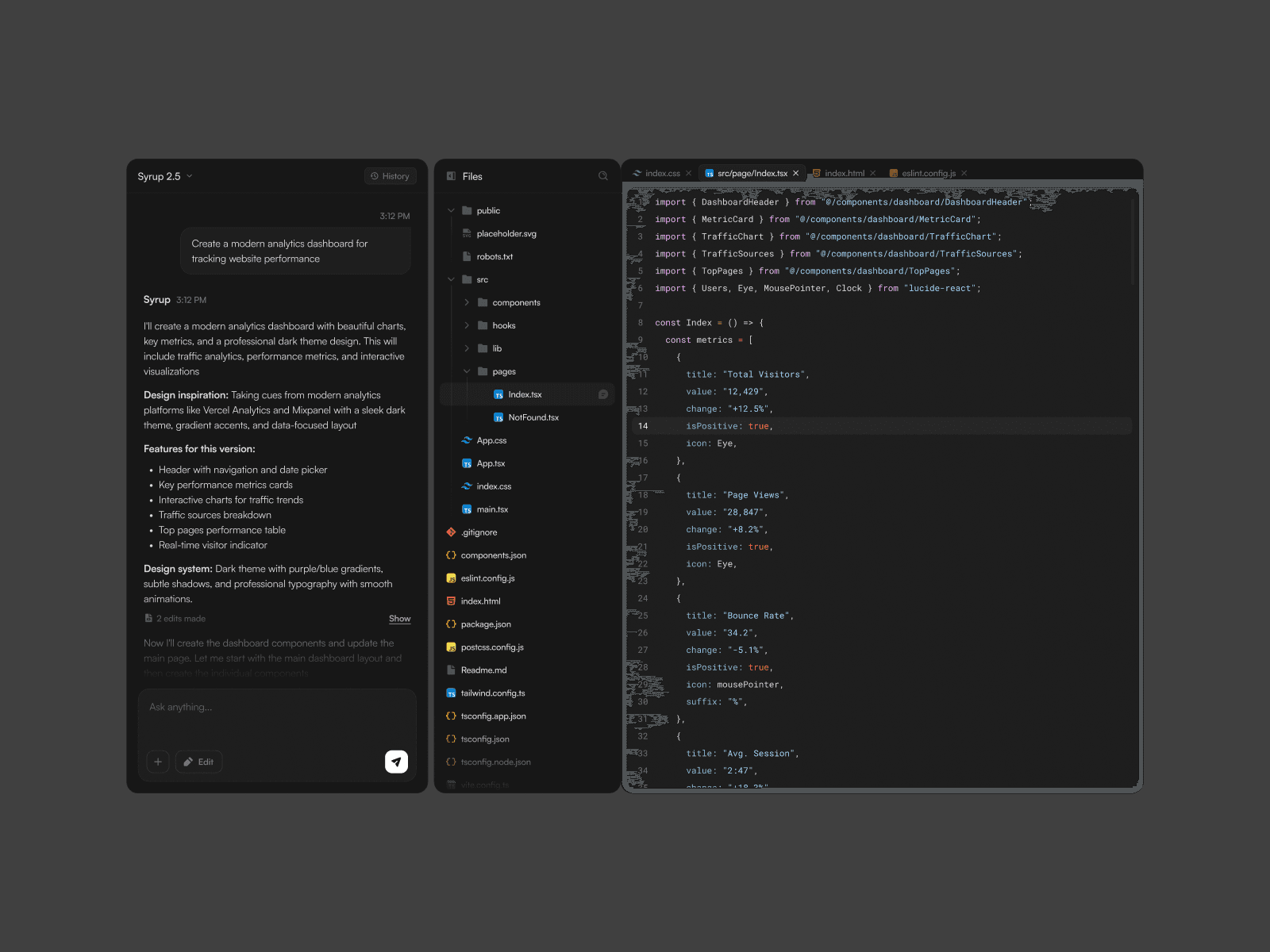 Code Editor with File Explorer — interface design by Syrup Studio