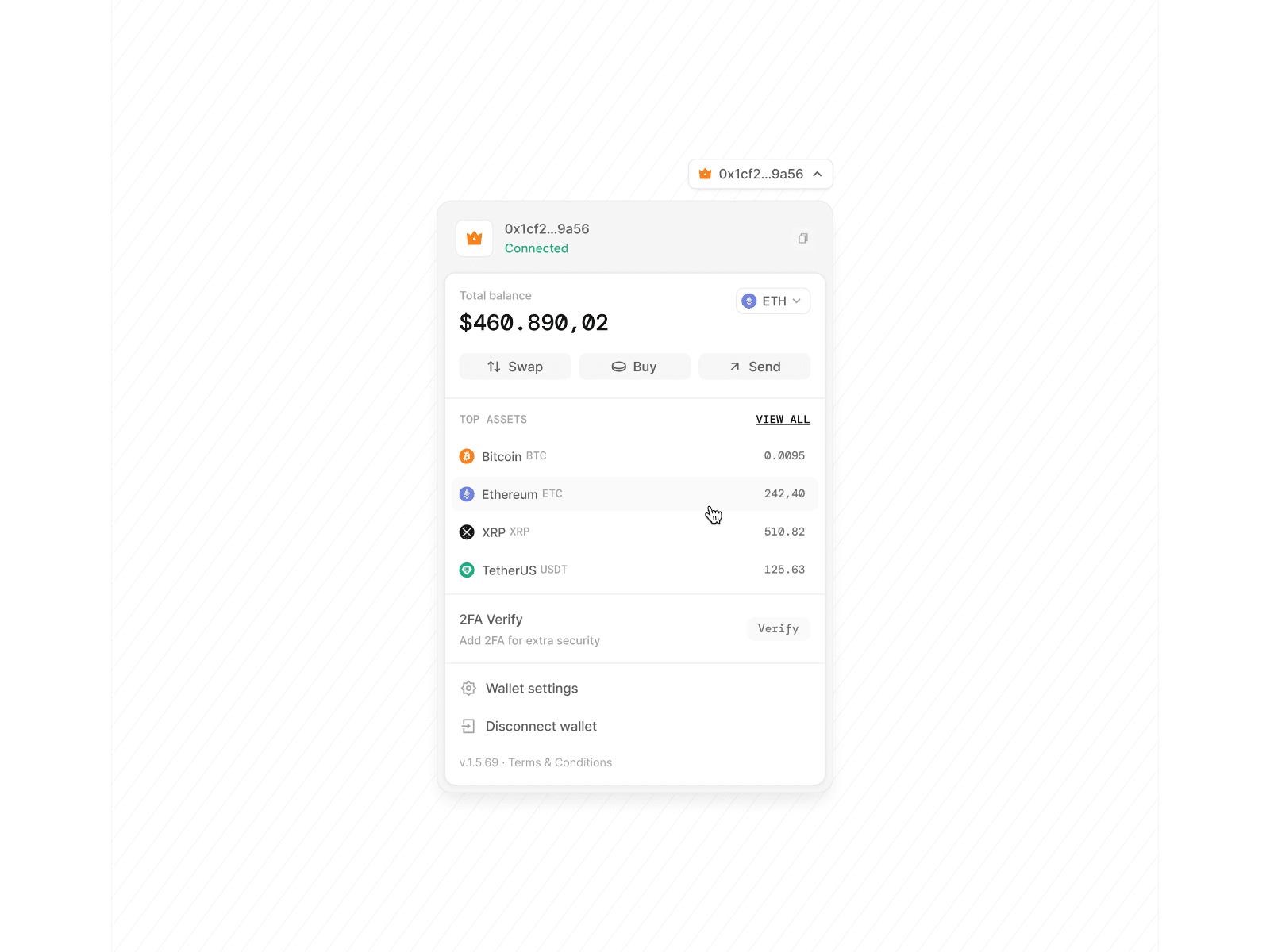 Cryptocurrency Wallet Dashboard — interface design by Syrup Studio
