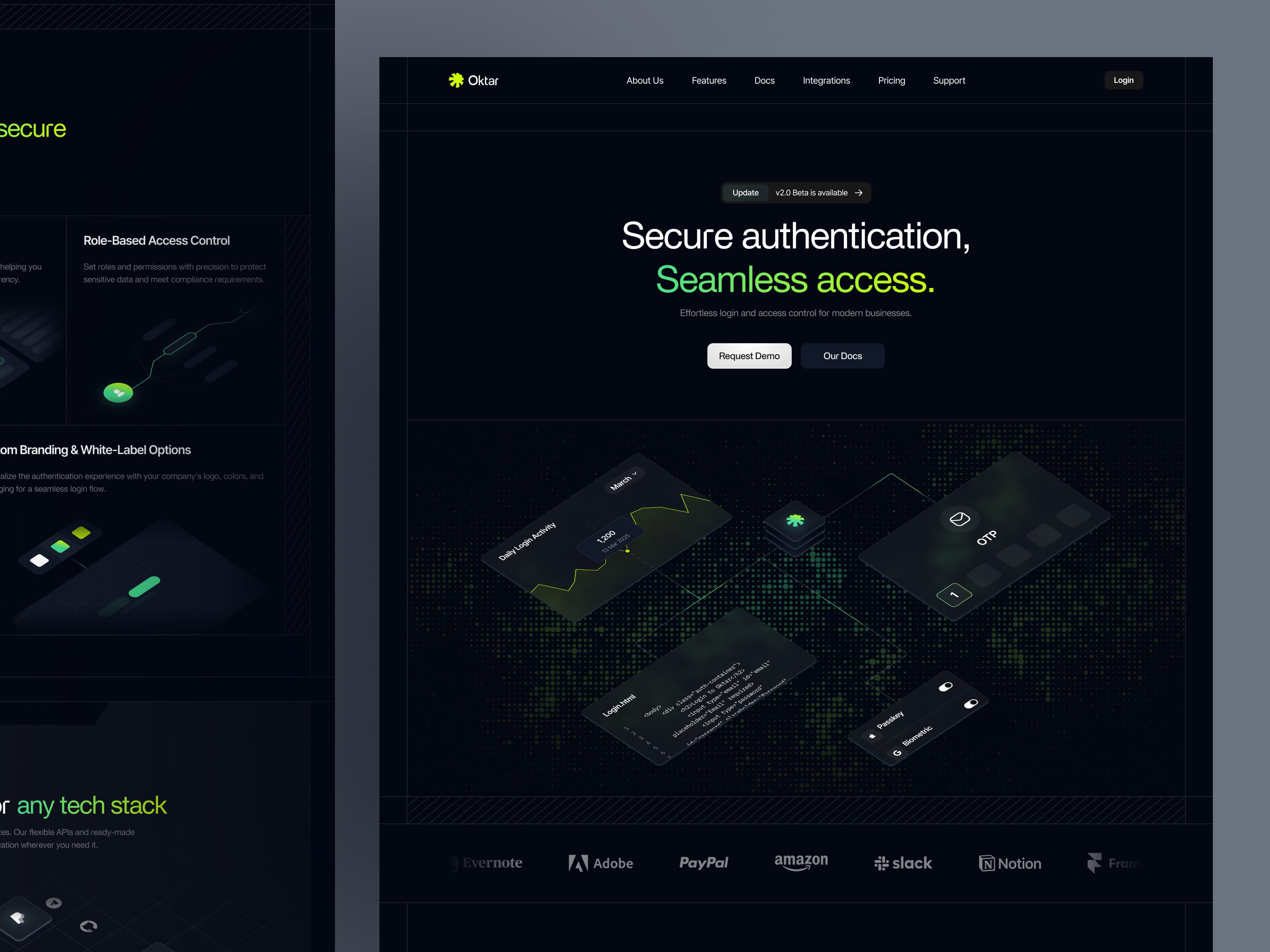 Cybersecurity Landing Page Dark Mode — interface design by Syrup Studio