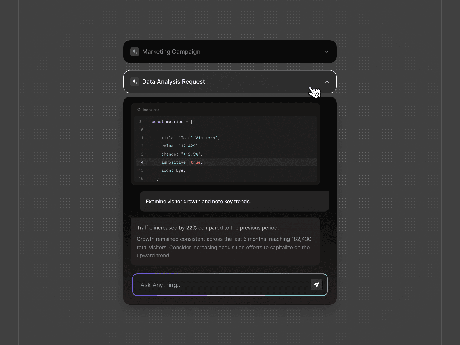 Data Analysis Request Interface — interface design by Syrup Studio