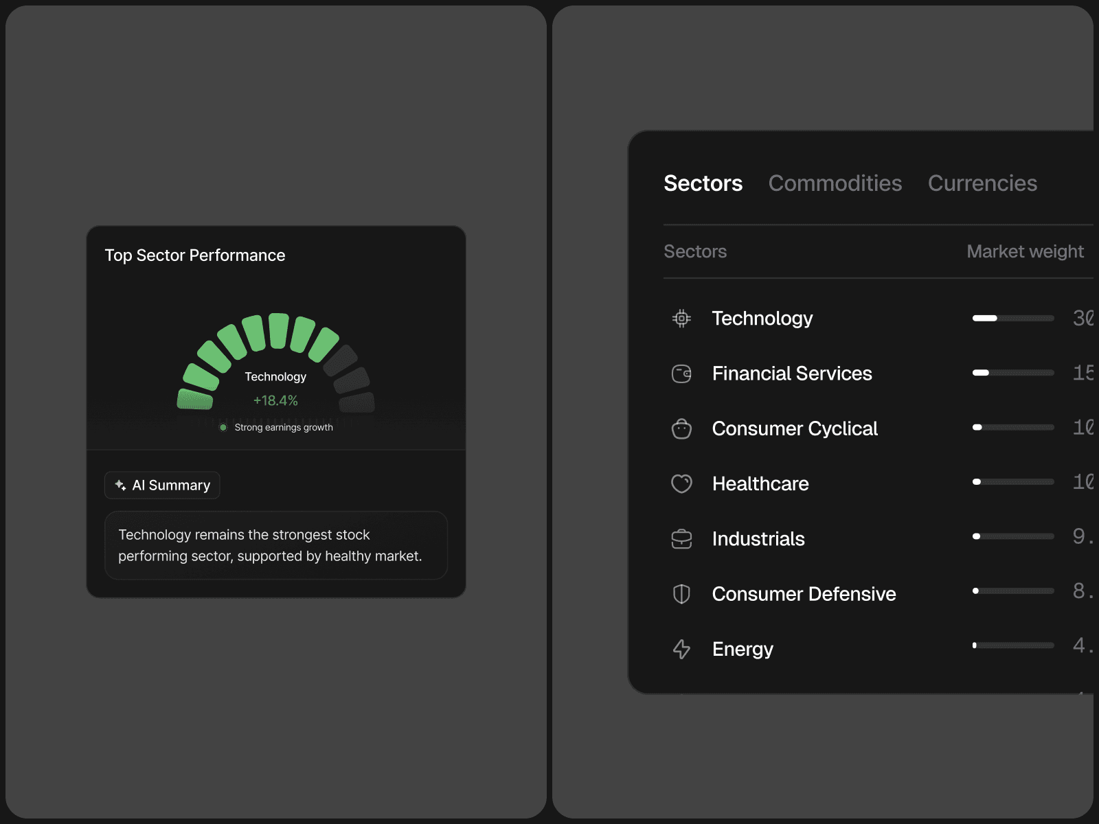 Finance Dashboard Dark Mode 2 — interface design by Syrup Studio