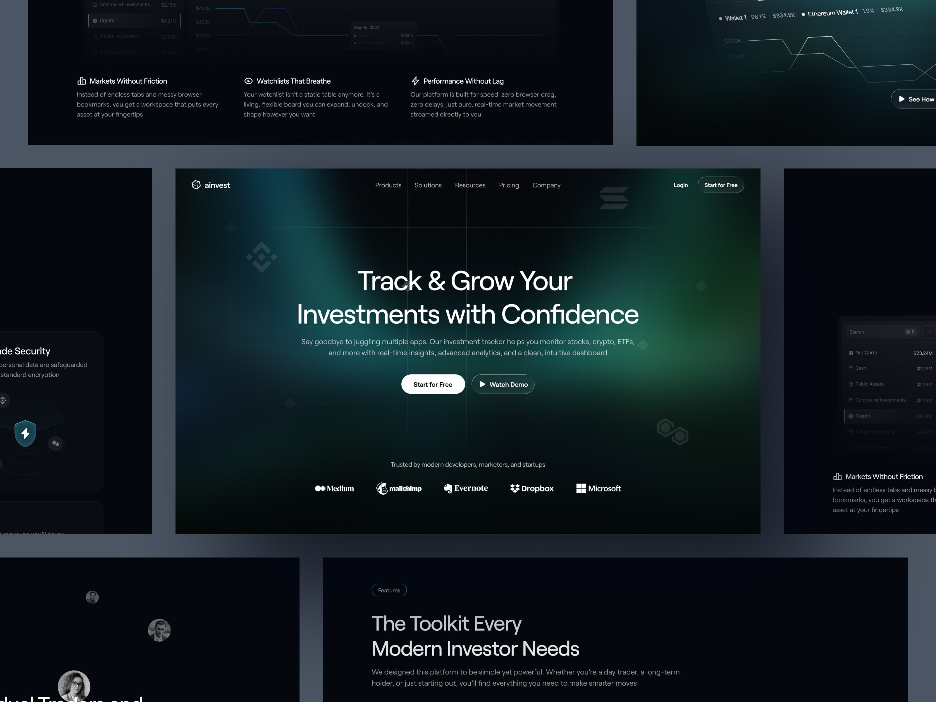 Investment Platform Landing Page 2 — interface design by Syrup Studio