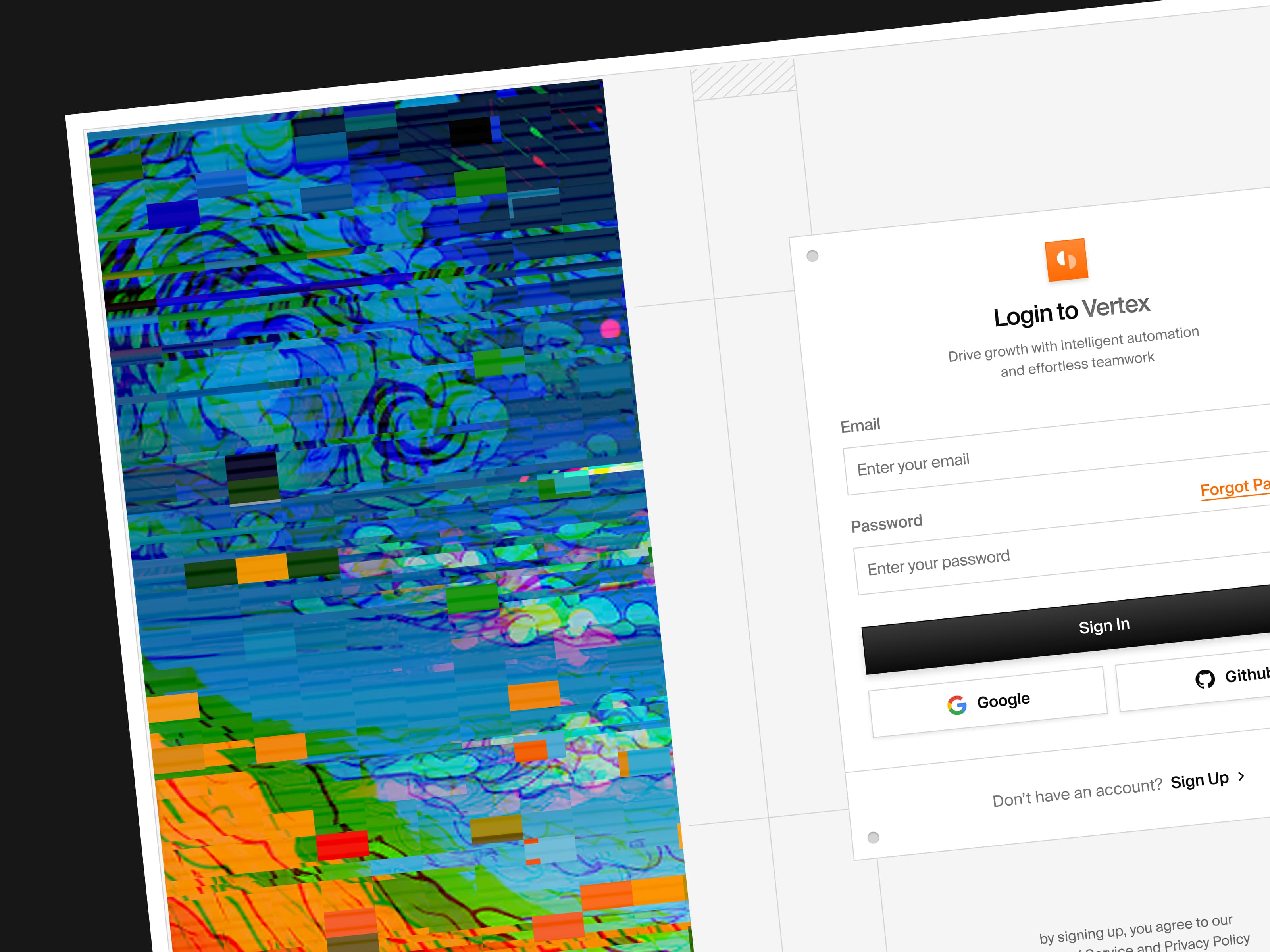 Login Page with Abstract Art — interface design by Syrup Studio
