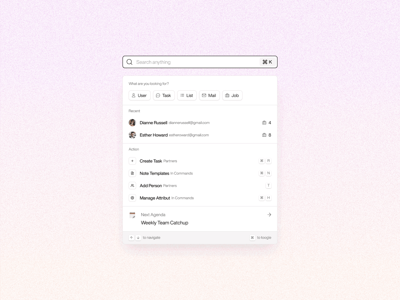 Productivity App Search Interface — interface design by Syrup Studio
