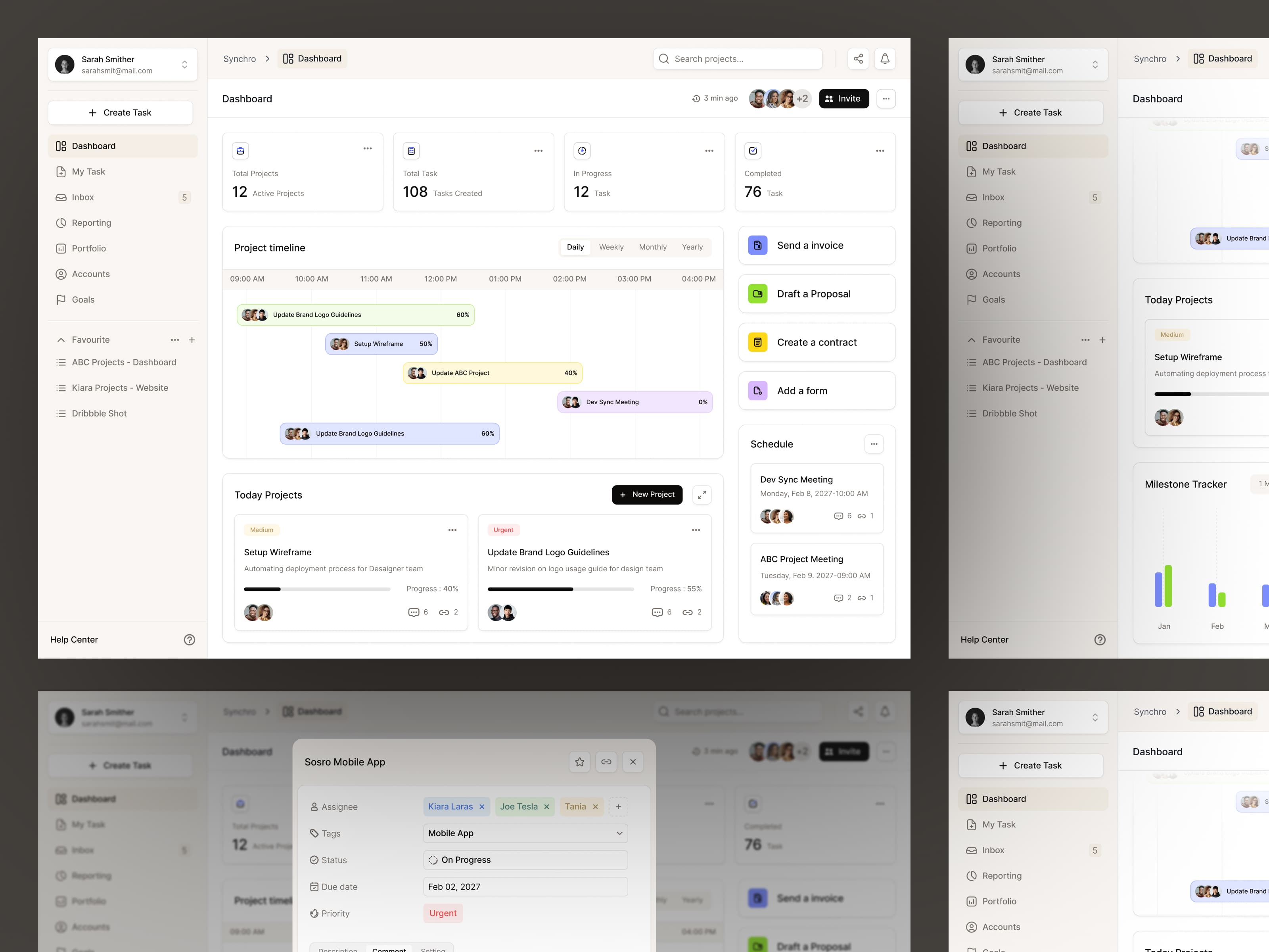 Project Management Dashboard Overview — interface design by Syrup Studio