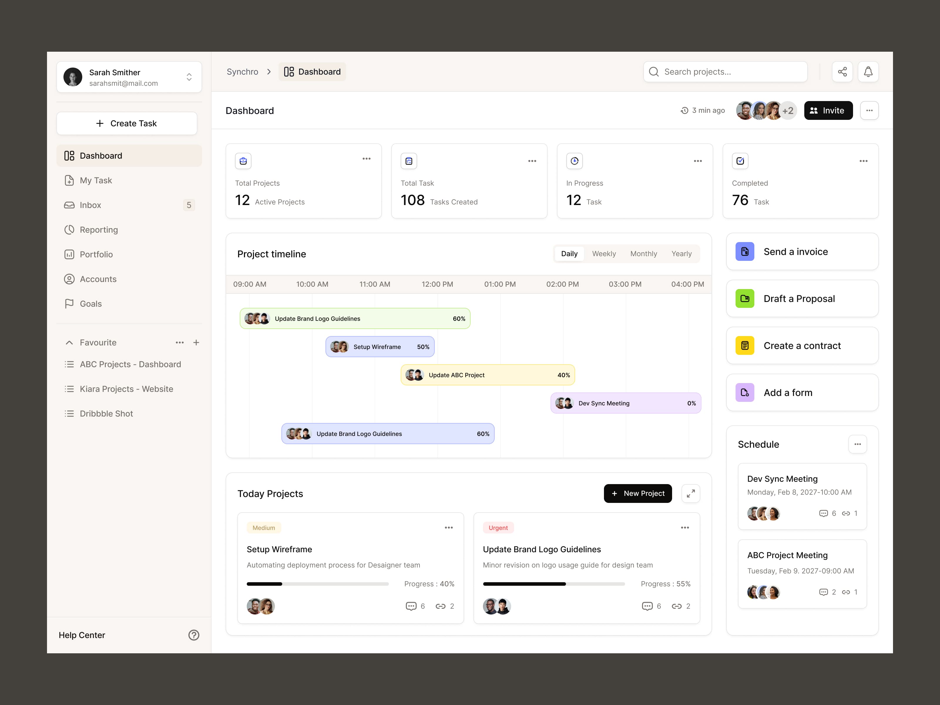 Project Management Dashboard — interface design by Syrup Studio