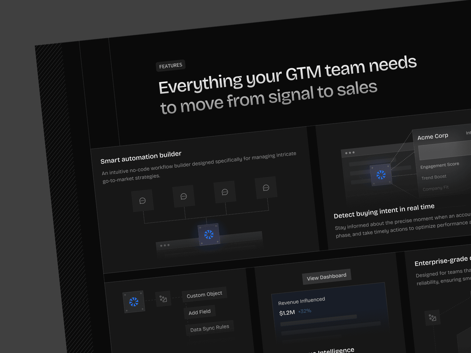 SaaS Features Overview Dark Mode 2 — interface design by Syrup Studio