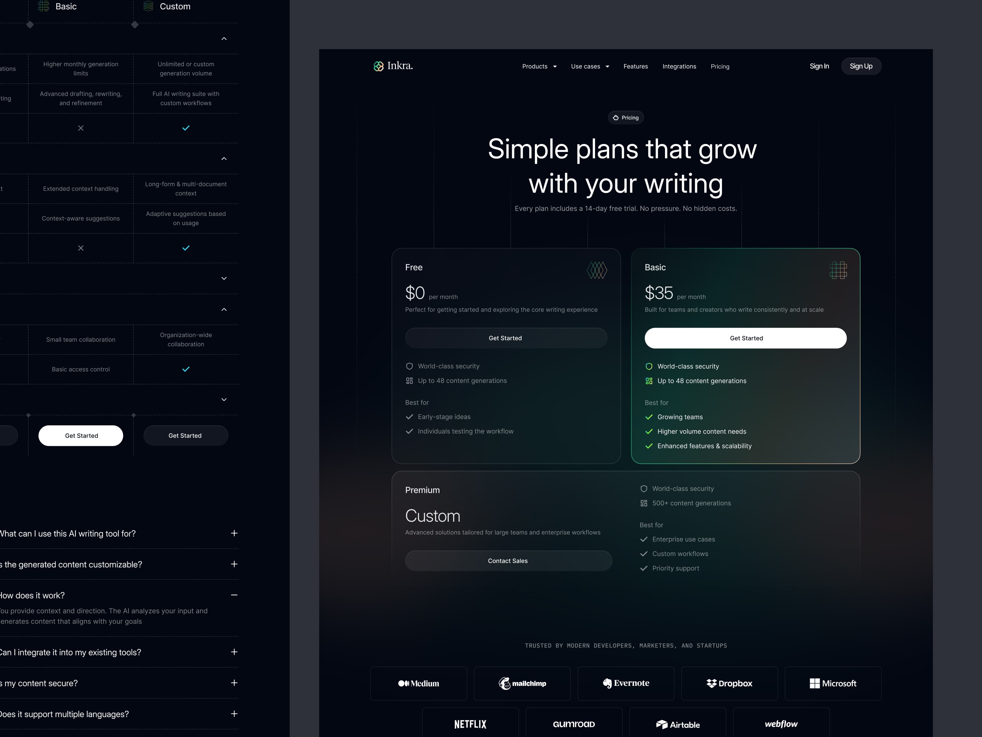 SaaS Pricing Page Dark Mode 2 — interface design by Syrup Studio