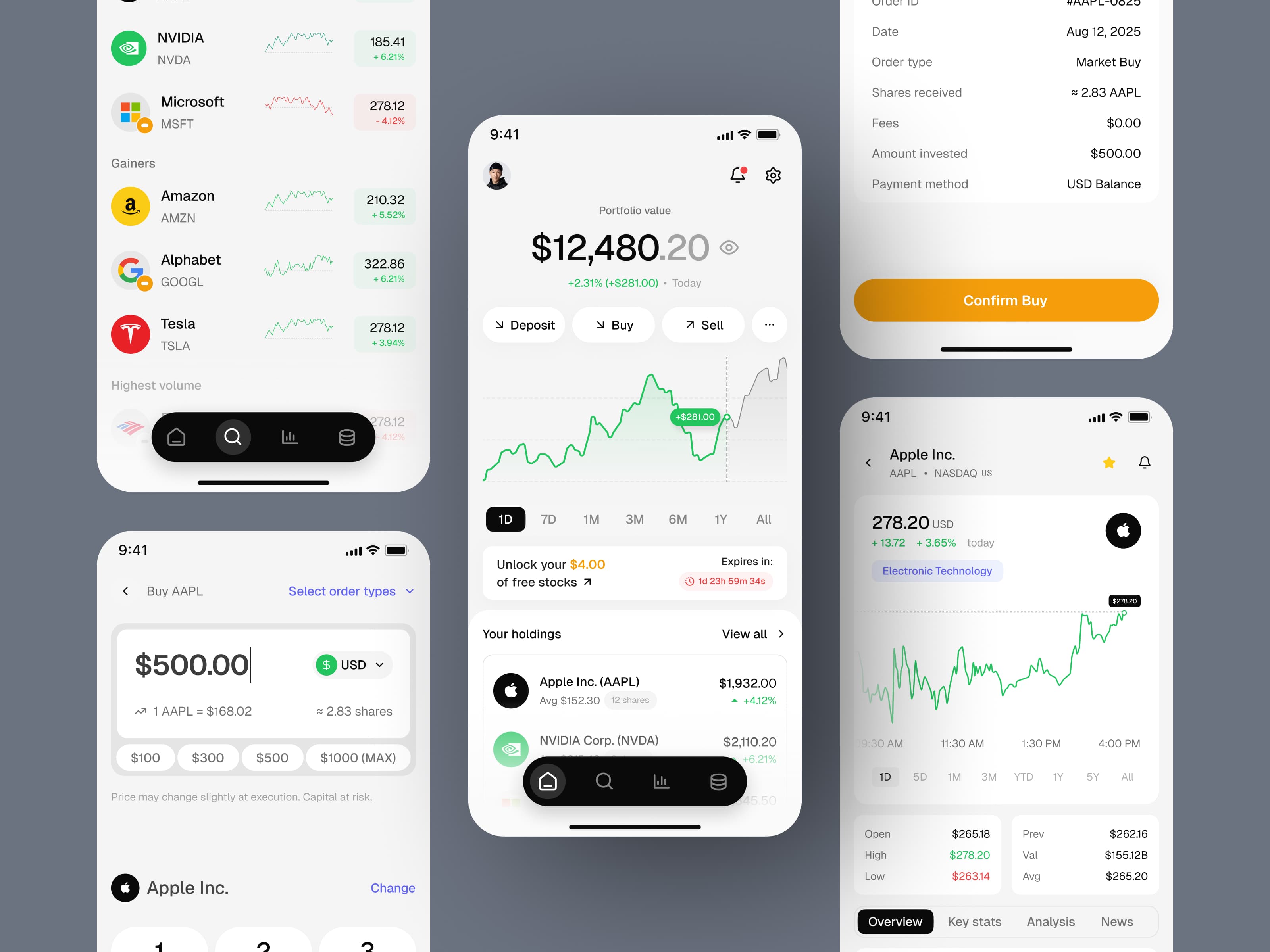 Stock Trading App Interface — interface design by Syrup Studio