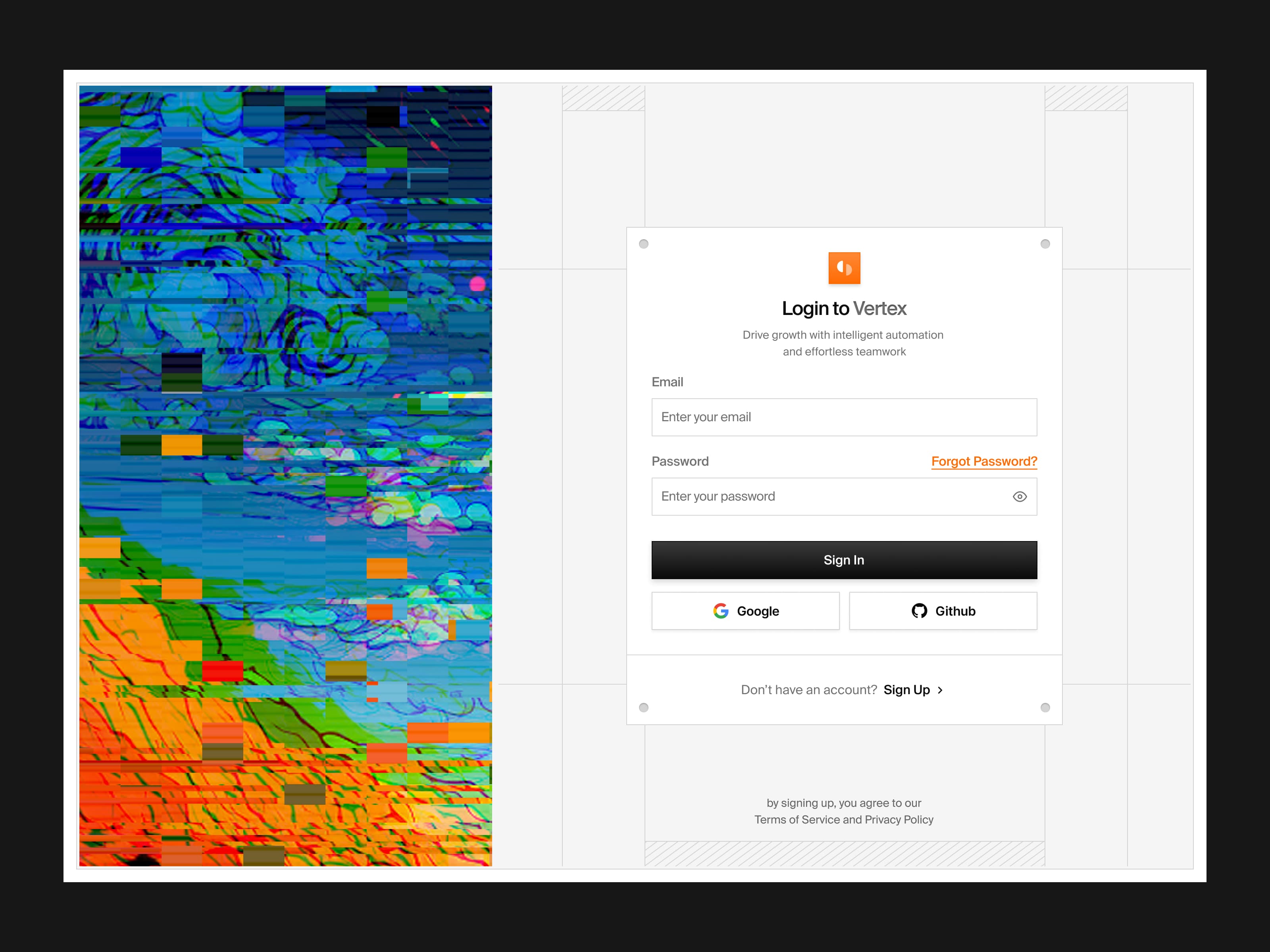 Web Login Screen with Artwork — interface design by Syrup Studio