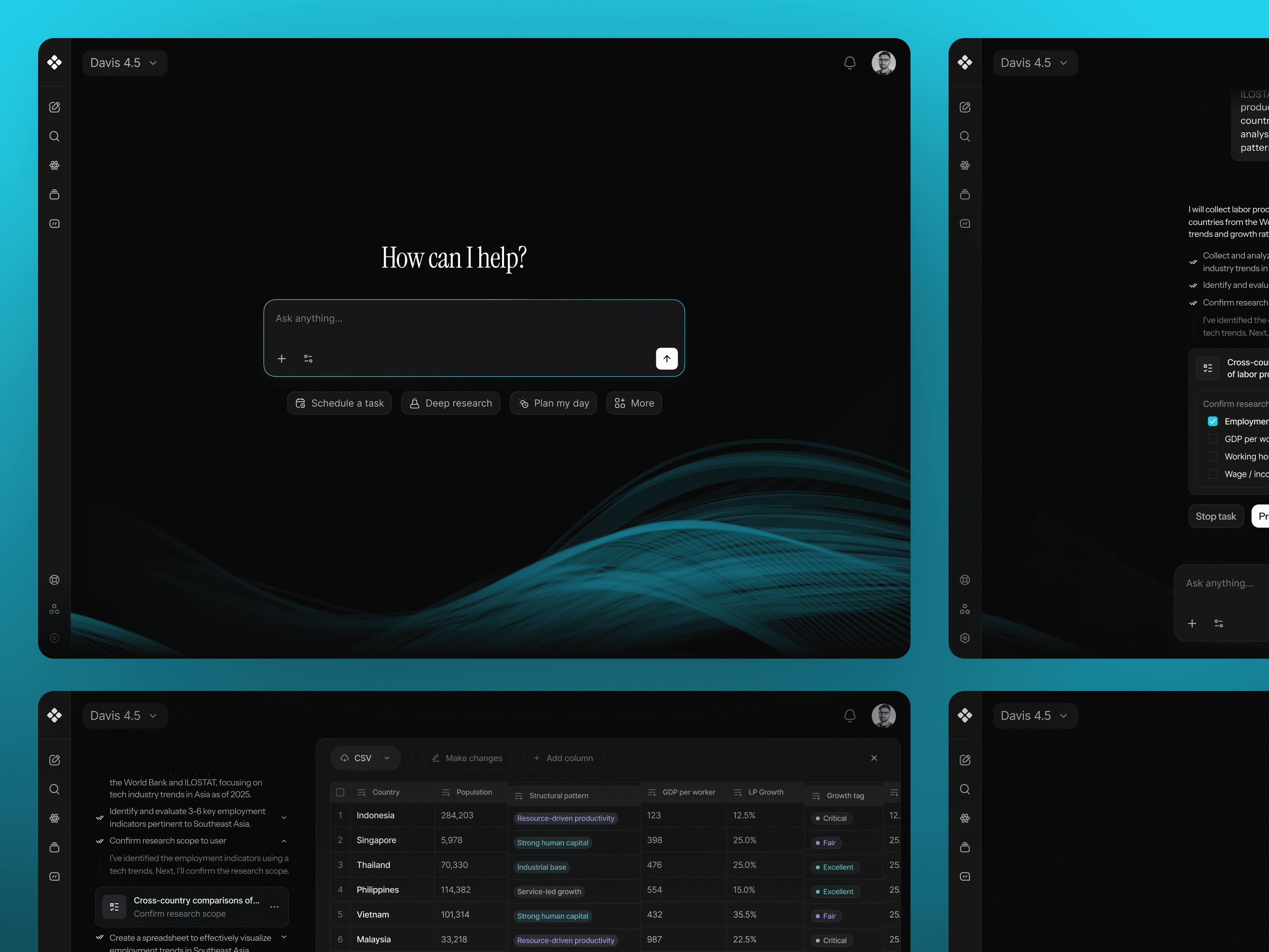 Davis AI chat interface main preview